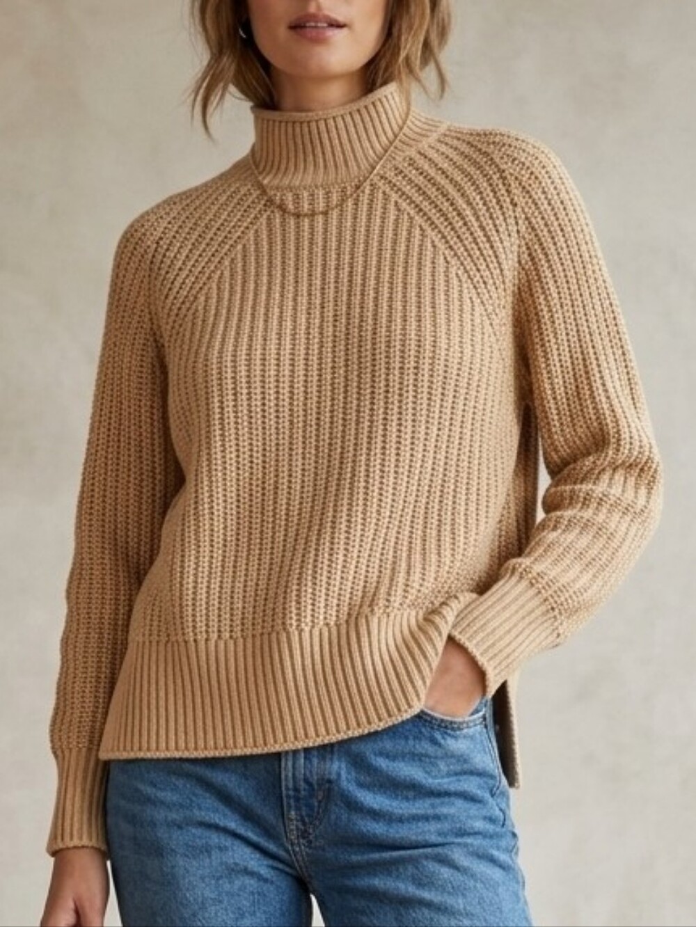 J. Crew Camel Ribbed Roll Neck Sweater XS
